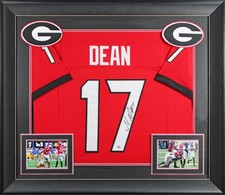 Georgia Nakobe Dean Authentic Signed Red Pro Style Framed Jersey PSA/DNA Itp
