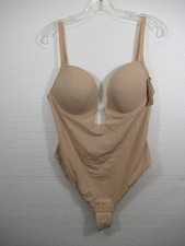 NEW Shapellx Shapewear Bodysuit Women XL Beige Underwire Thong Plunge