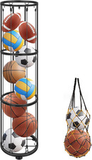 3 Layer Vertical Ball Storage Rack, Basketball Holder Wall Mount, Cage for Footb