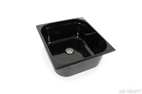 Edelstahl SpüLbecken Camping SpüLe Waschbecken +Ablauf 354X325X150 Mm Schwarz