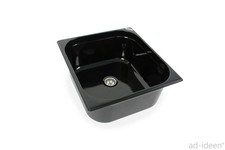 Edelstahl Sp&uuml;lbecken Camping Sp&uuml;le Waschbecken +Ablauf  354x325x150 mm schwarz