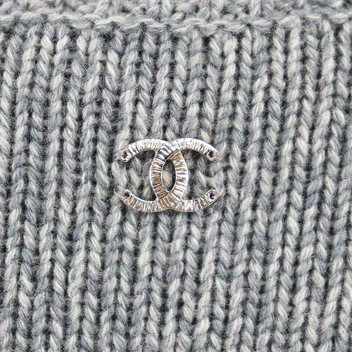 CHANEL Sweater LOOK27 P73896 Women Size 36 COCOMark 100%-Cashmere Knit Blue gray thumbnail 7
