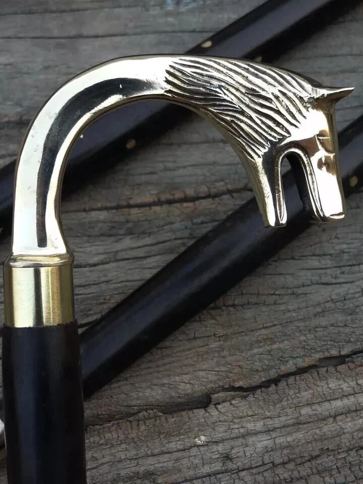 36'' Solid Brass Wolf Head Handle Designer Cane V… - image 5