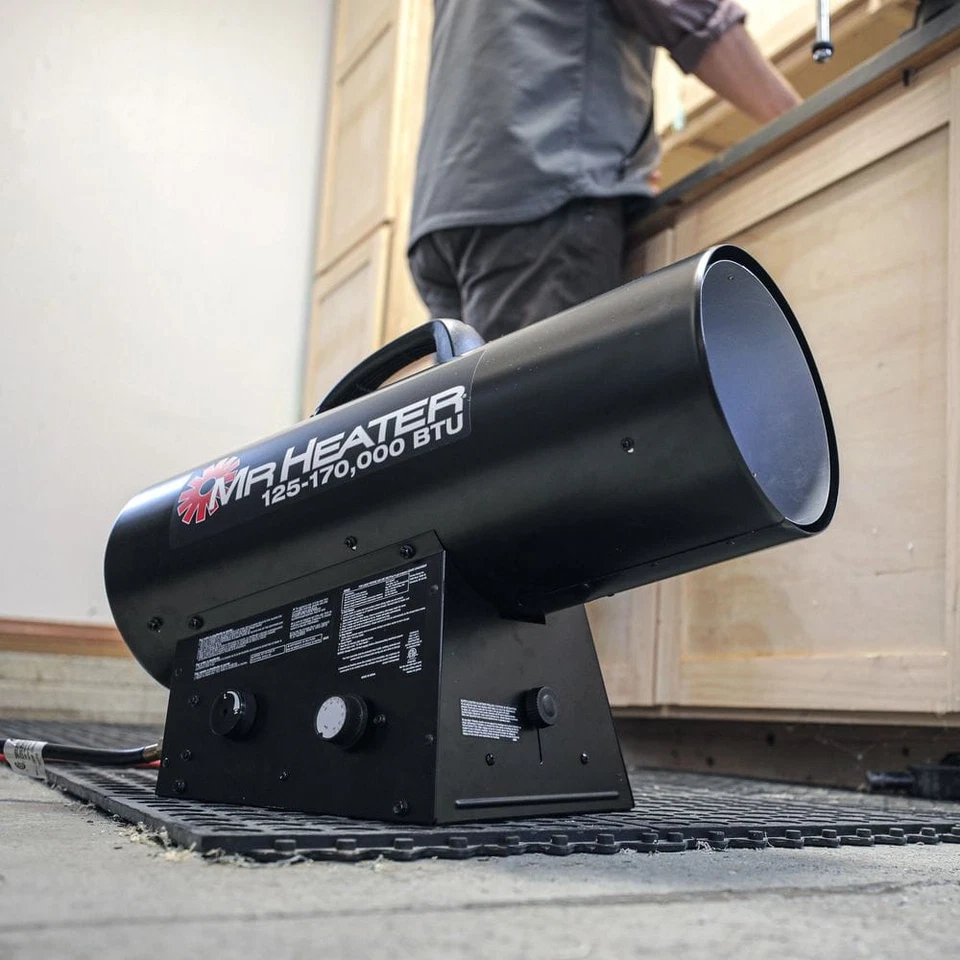 Calentador de espacio exterior propano aire forzado 125000 BTU con tecnología de quemador silencioso Foto 2 de 4