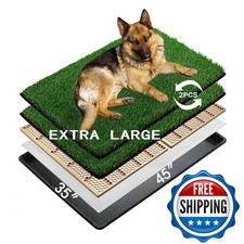 MEEXPAWS Dog Grass Pads with Tray Extra Large 45&times;34 in 2 Replacement + 2
