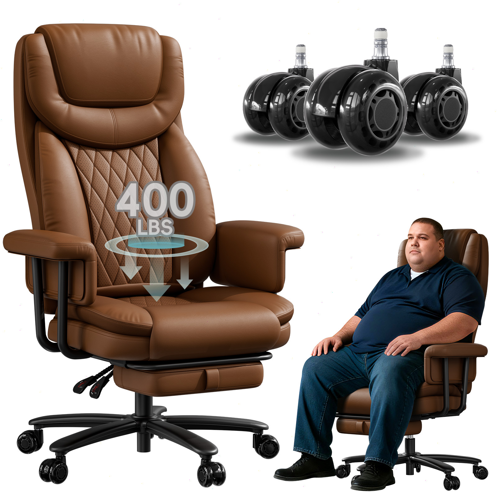 With Footrest And Quiet Roller Wheels Brown