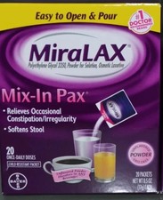 1 MiraLAX Mix-In Pack Grit Free Unflavored, 20 Packets 0.5 oz 17g 09/2026