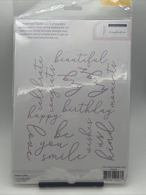 Pinkfresh Studio Metal Stand alone dies Thin words everyday script hugs smile