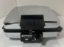 BLACK & DECKER Grill Waffle Baker Maker Iron G48TD Type 2 Chrome - TESTED 🧇