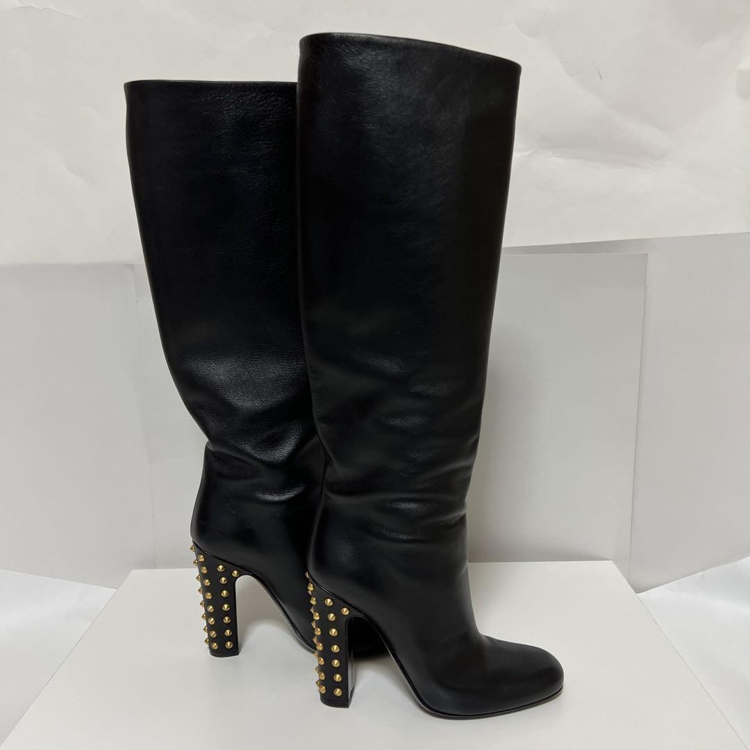 GUCCI Boots Heel Long Leather Black EU37/US7 107378c thumbnail 5