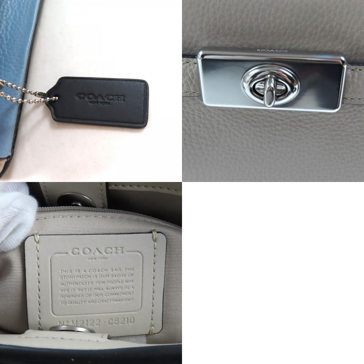 COACH / ハンドバッグ/レザー/GRY/C8210 COACH C8210 Lane Carry All Color Block 2way Leather Hand Shoulder