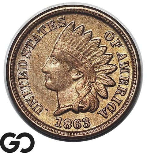 1863 Indian Head Cent Penny Choice AU++/Unc Civil War Date