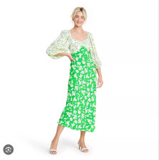 RIXO for Target Daisy Floral Long Sleeve Sheath Midi Dress Girly Romantic Sz 16