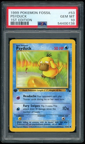 1999 POKEMON PSYDUCK 1ST EDITION FOSSIL #53 PSA 10