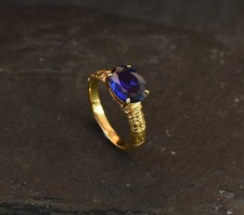 3.00 Ct Natural Sapphire Engagement Wedding Ring 14K Solid Yellow Gold Sz 6,7,8