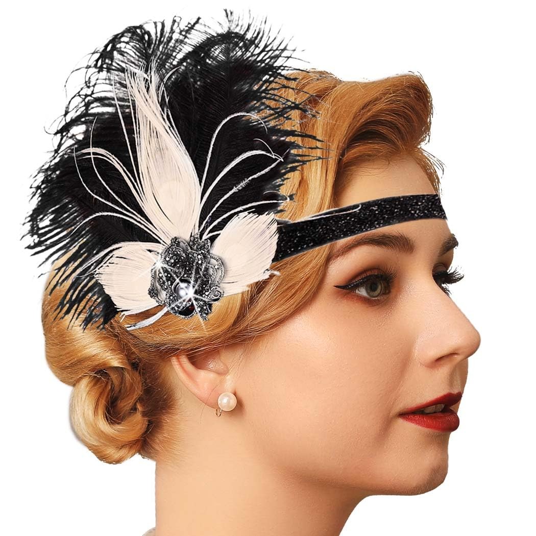 1920s Feather Headpiece Great Gatsby Headband Flapper Hair  display picture 2