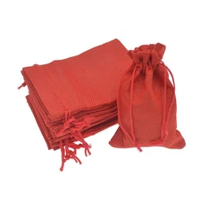 20pcs Burlap Gift Bags 3.9 x 5.5, Red Linen Drawstring Bags, Christmas Weddin...