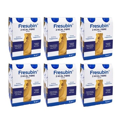 (11,44 EUR/l) FRESUBIN 2 KCAL FIBRE Drink Cappuccino 6x4x200ml Trinkflasche