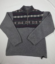 Vintage LL Bean Small Fair Isle Wool Sherpa 1/4 Zip Sweater Made In USA