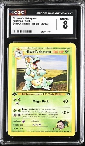 2000 Pokemon Gym Challenge Giovanni's Nidoqueen 1st Edition Rare #23 CGC 8