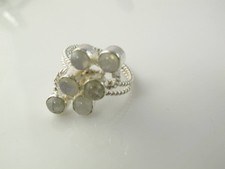 Appealing Genuine Moonstone Multi Stone Silver Plated Ring Size 7.75 MOR131