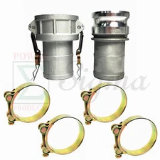 Sigma E300 300C 3" Aluminum Female Male Camlock Hose Barb Coupler Adapter &Clamp