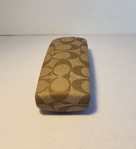 Classic Coach Hard Shell Eye Glass Case Signature Brown Logo - Picture 4 of 8
