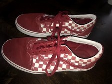 Vans Old Skool Red & White Checkered Skate Shoes Lace Up Women’s 7