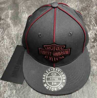 Harley-Davidson キャップ 黒・赤 Harley-Davidson Bar & Shield Baseball Fitted Hat Cap Size 7 1/4