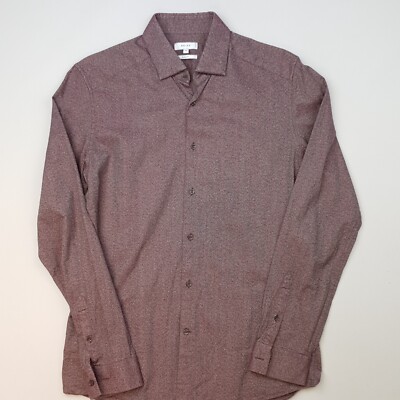 Reiss Herren dickes Hemd Medium (SNUG) Slim Fit lila langarm einfarbig rouge