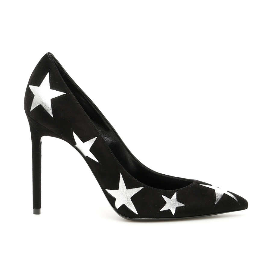 SAINT LAURENT Décolleté Anja YSL Star impreziosite da camoscio nero 105 taglia EU 40 5 US 10 5 NUOVE $950