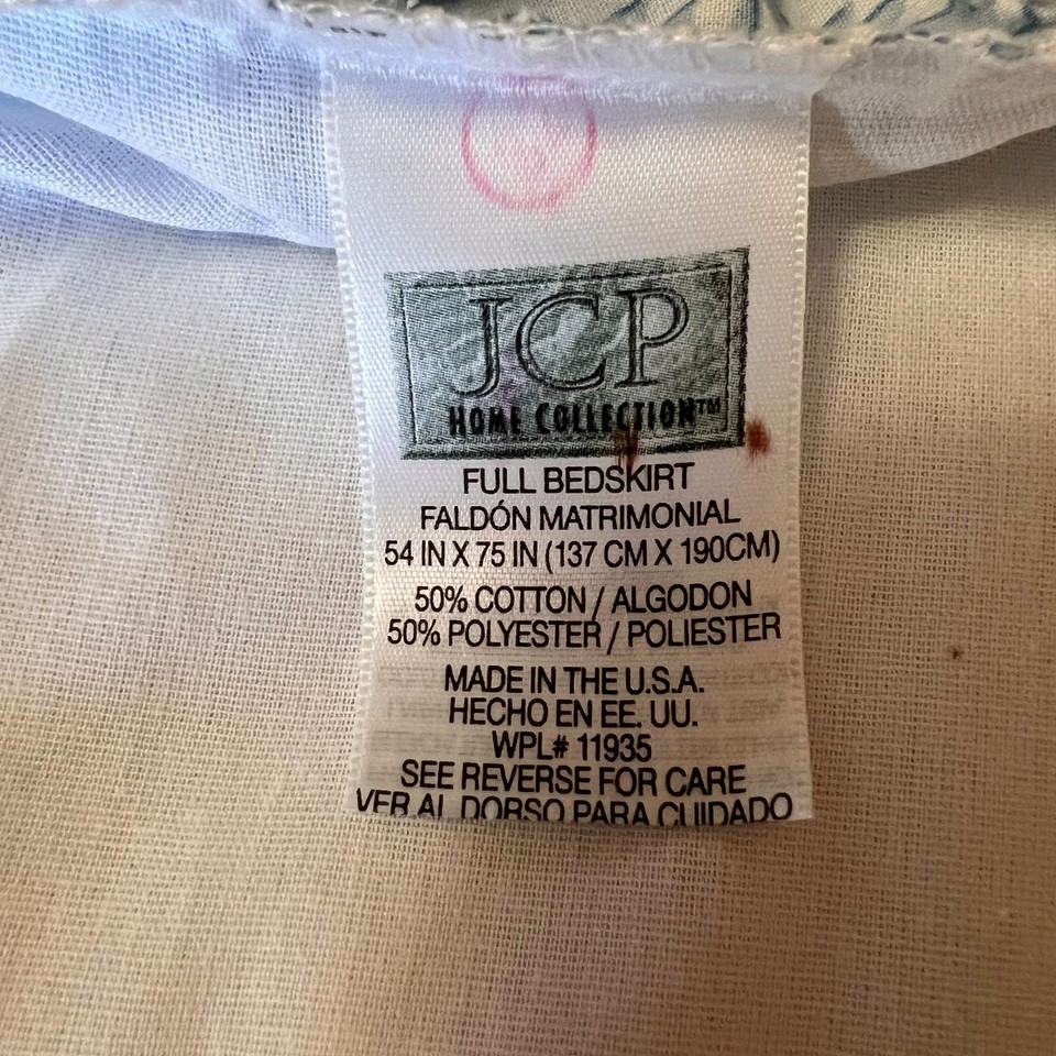 Vintage Floral Blue & White Queen Size Dust Ruffle Bed Skirt 100