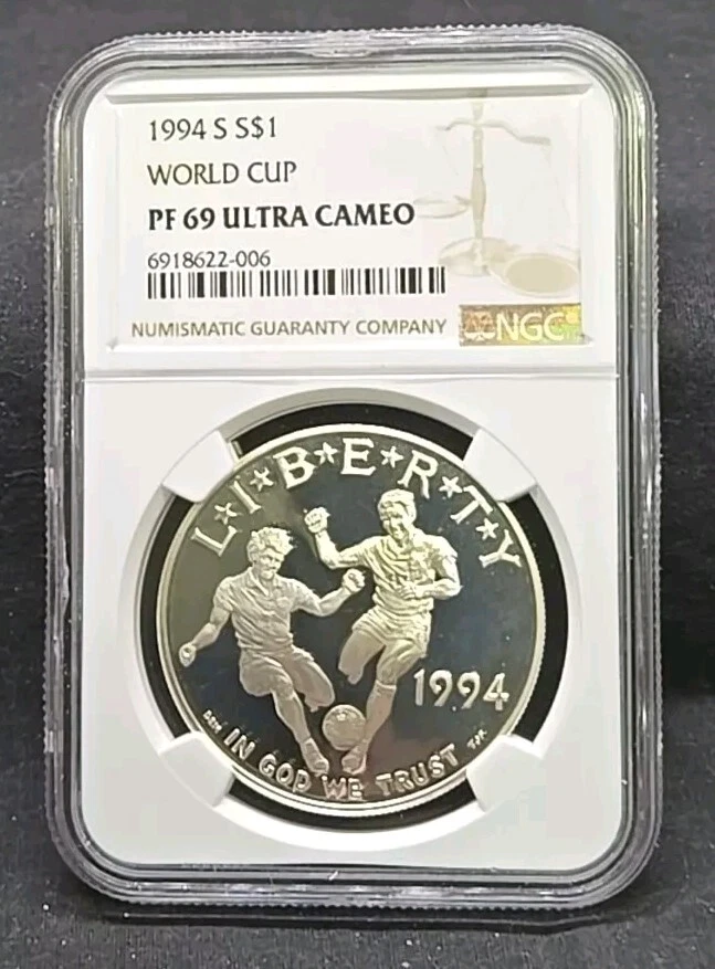 1994 S WORLD CUP - SOCCER - $1 - NGC PF69 UC - SILVER COIN - BROWN LABEL /w OGP - Image 2 of 4