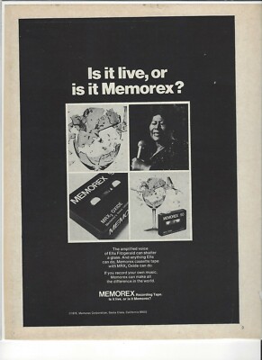 1976 Ella Fitzgerald Memorex Full Page Advertisement.   INV-A56