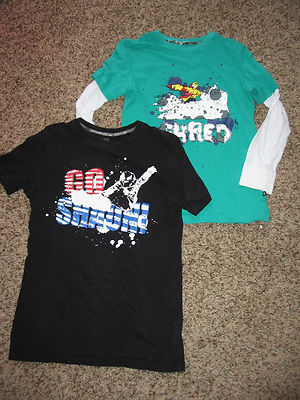 Boys L Shaun White Snowboarding Long Short Sleeved Shirts Shred Green  Blk