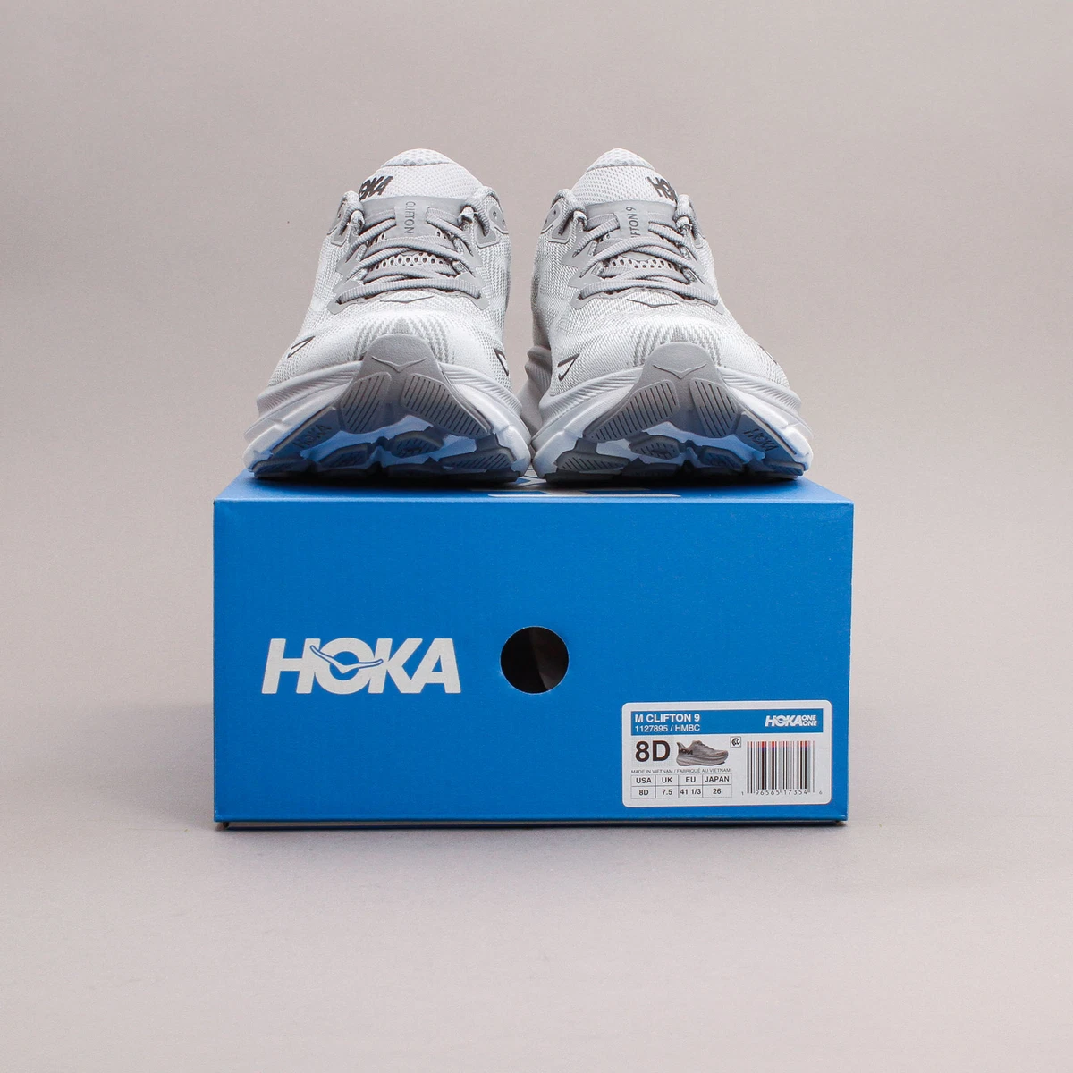 Hoka One One Running Clifton 9 Grey Black New Men Shoes gym