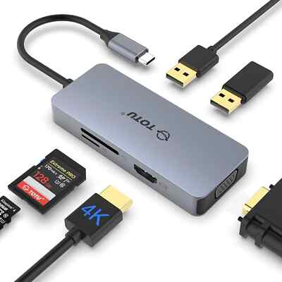 USB C Hub, Docking Station, TOTU 6-in-1 Docking Station Type C Hub 4K HD