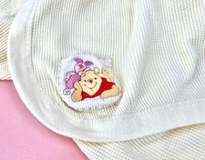 Disney Winnie Pooh Piglet Yellow Waffle Weave Lovey Thermal Baby Blanket Cream