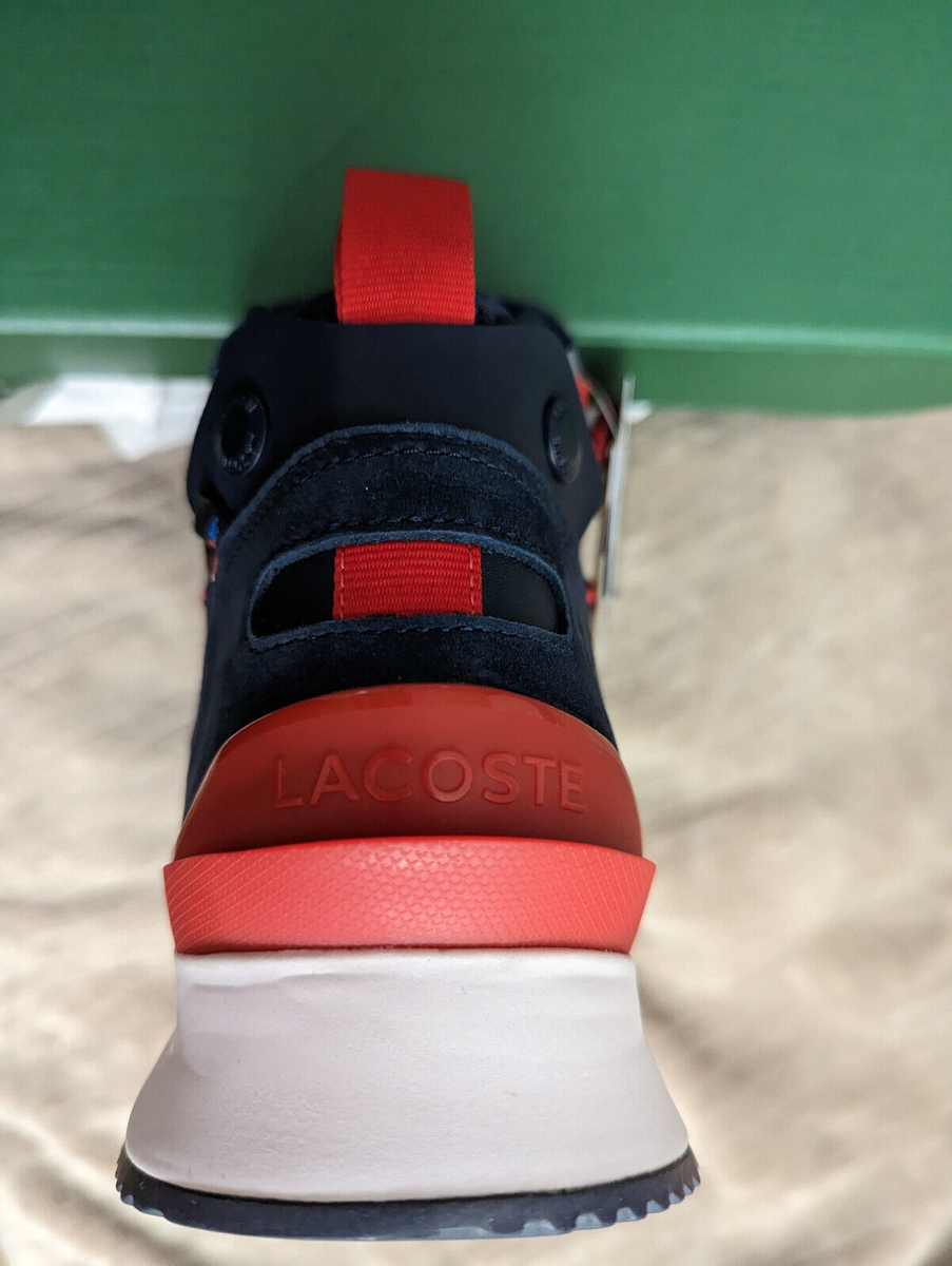 Men LACOSTE Run Breaker Textile and Leather Sneakers, Size 10