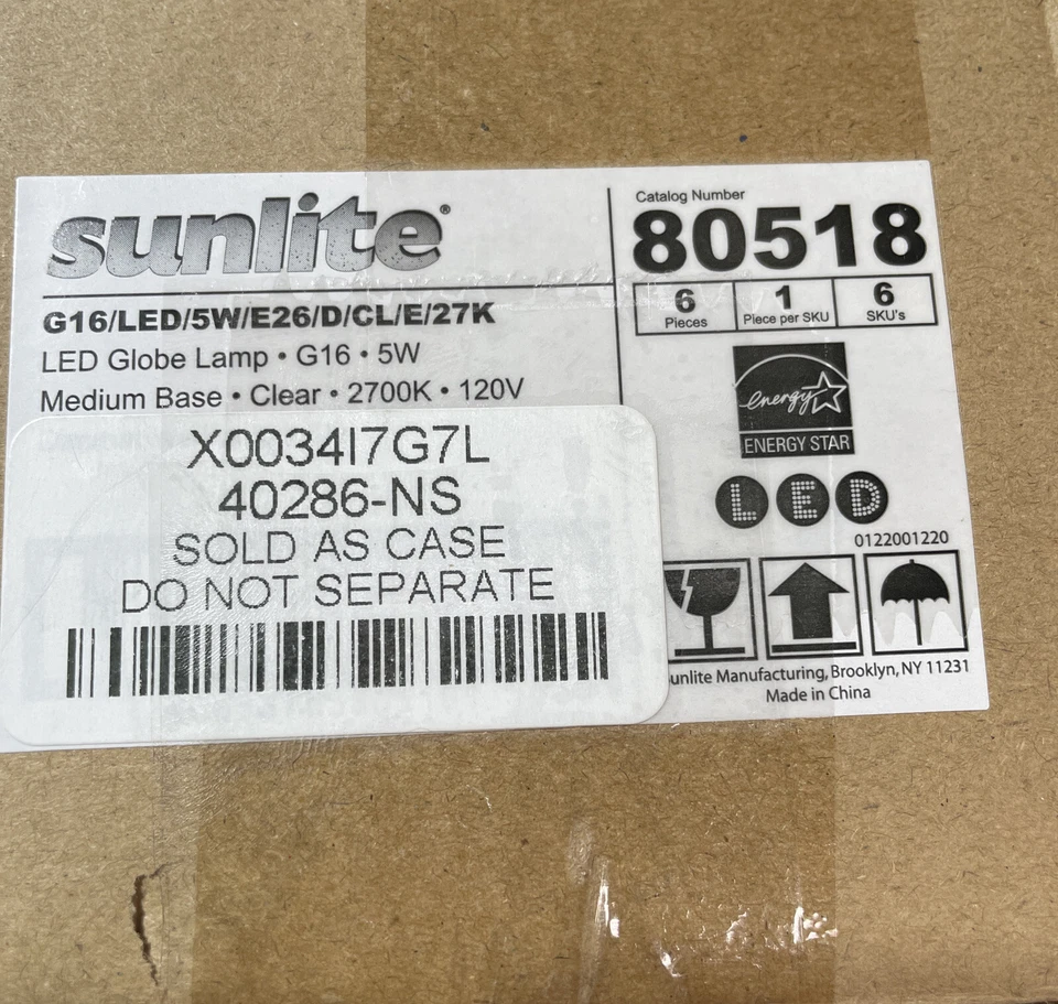 Sunlite LED G16 Globe 5W (40W Equivalent) Medium (E26) Base, Warm White 6pk - Image 4 of 4
