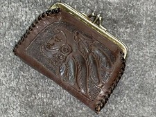 Tooled standing Coin Purse Native Head Dress Brown