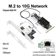 M.2 to 10 G RJ45 Port Ethernet Gigabit Network Card B Key M Key 10G/2.5G/1000M