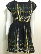 NEW RETRO VINTAGE SHEATH ABSTRACT BLACK OVERSIZE SLEEVELESS DRESS BOHO URBAN M