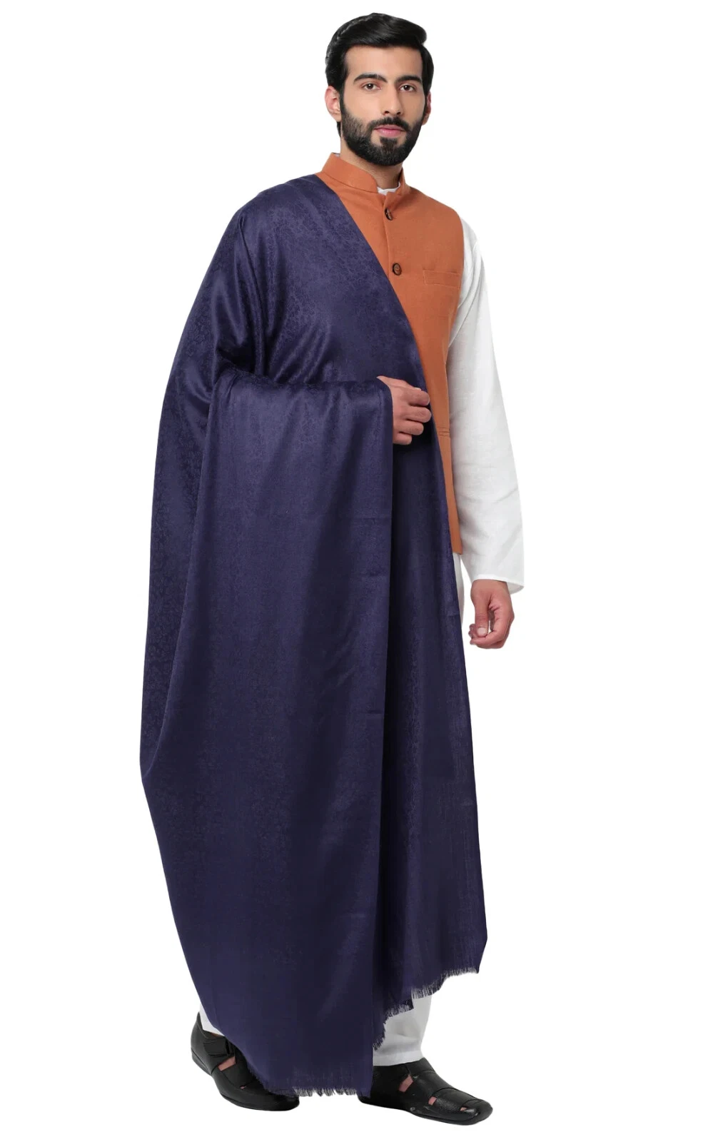 Plain Self Design Men Large Wool Shawl Pashmina Stole Neck Wrap Scarf 50X100 INH
