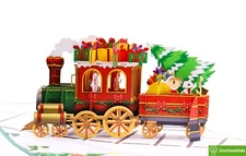 Santa’s Holiday Express, Pop Up Card, 3D Popup Greeting Cards