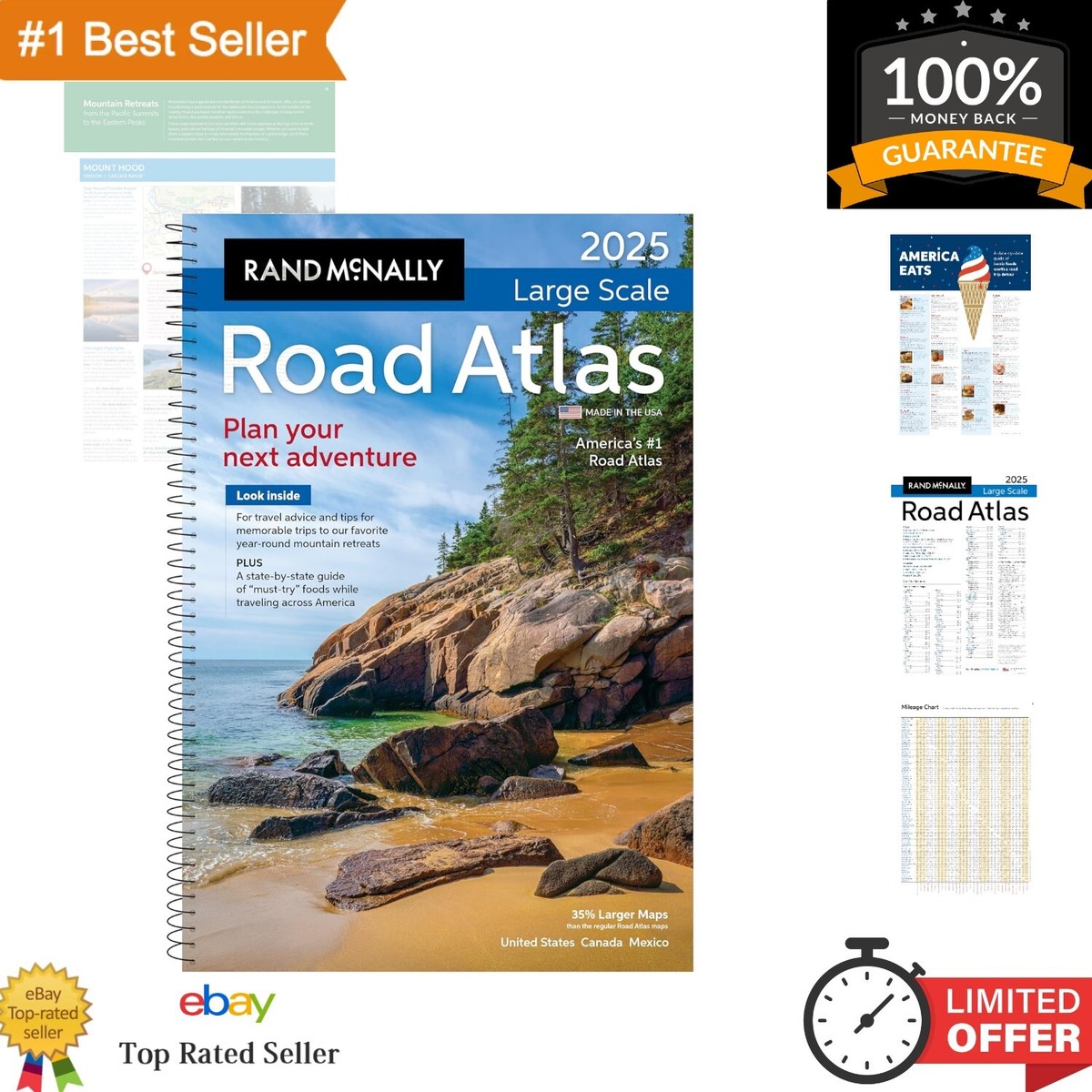 Road Atlas 2025年版 Large Scale Rand McNally Road Atlas Large Scale 2025: United States