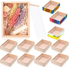 Thyle 12 Pcs Unfinished Wood Boxes, 6.3 x 4.9 x 1.8 Inch Small Rectangle Crat...