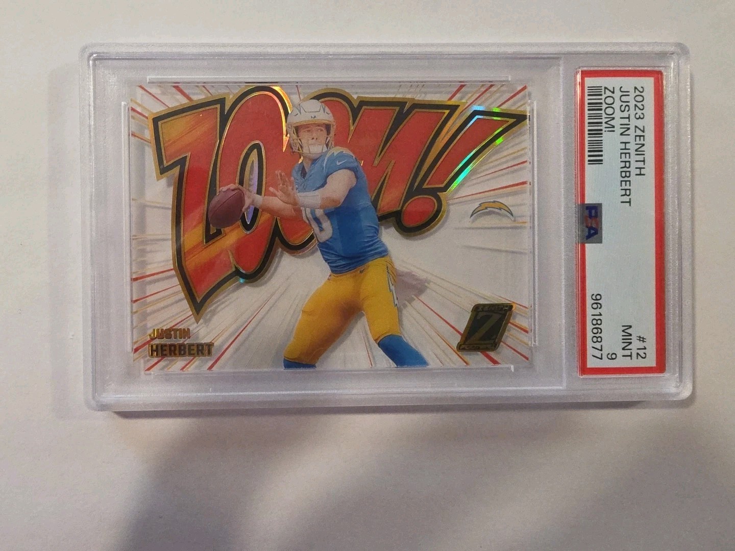 Rare 2023 Panini Zenith - Zoom! Justin Herbert #12 PSA 9 Chargers POP/49