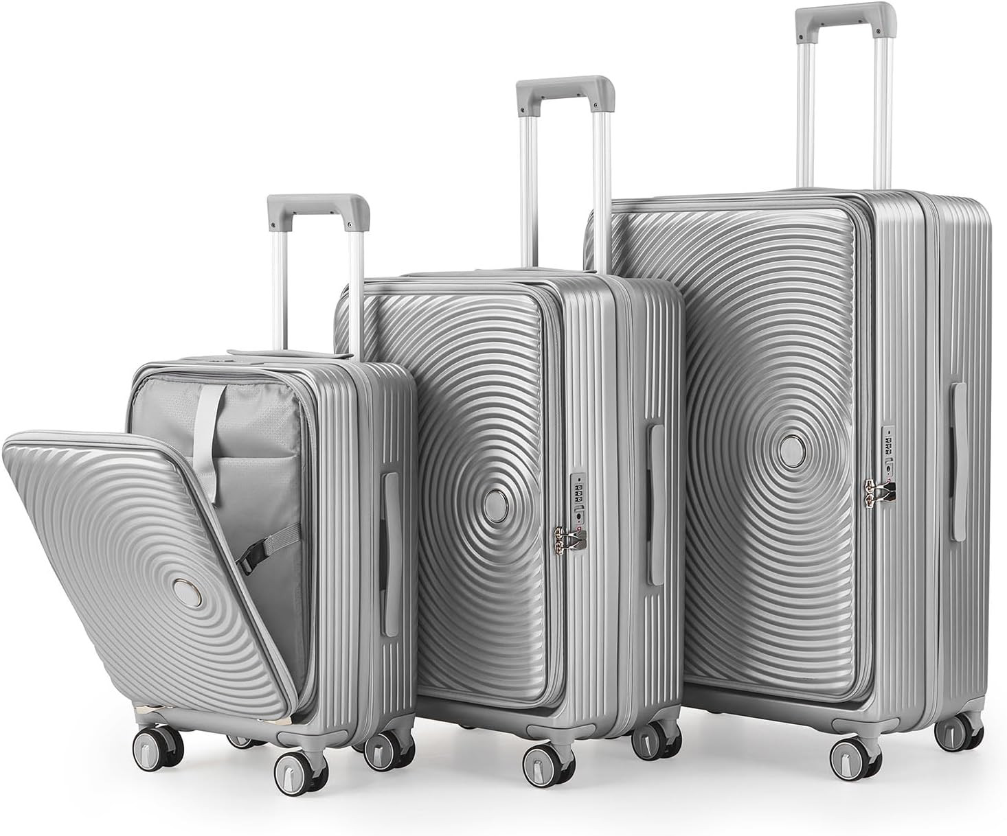 3 Piece Luggage Set 100% PC Hardshell, Front Opening Expanda