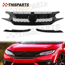 Front Grille For 2016 2017 2018 Honda Civic Type R Style Hood Grill Glossy Black